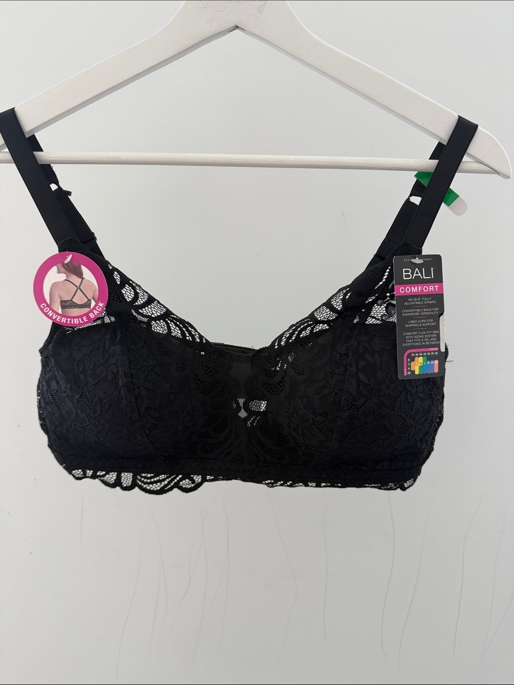 Bali Black Lace Convertible Comfort Bra